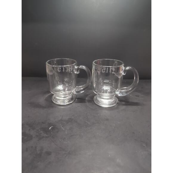 Etched Glass Coffee Mugs, His & Hers Pedestal Cups, Set of 2, Couples Coffee Set - Picture 3 of 9